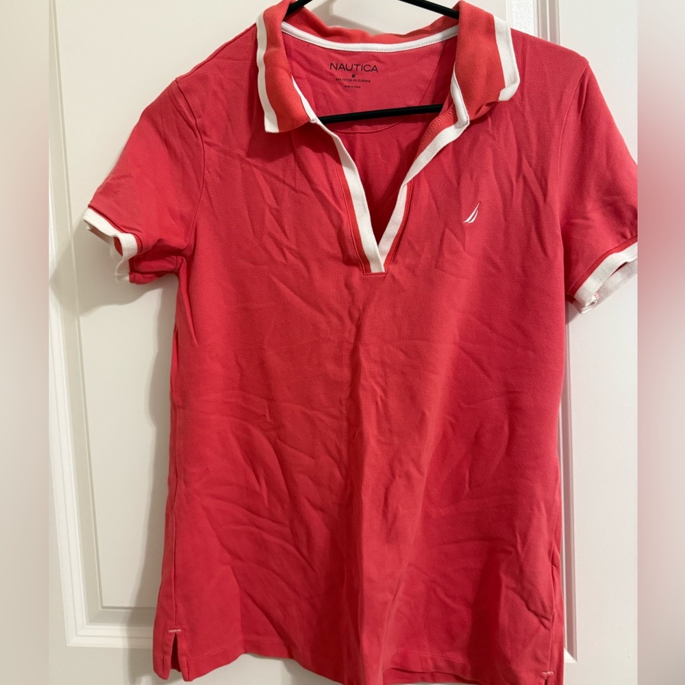 NWOT Nautica Women's Red Short Sleeve Polo